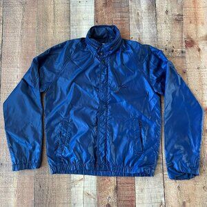 Vintage 80's Sears blue zip up wind breaker jacket dragon embroidered men's smal